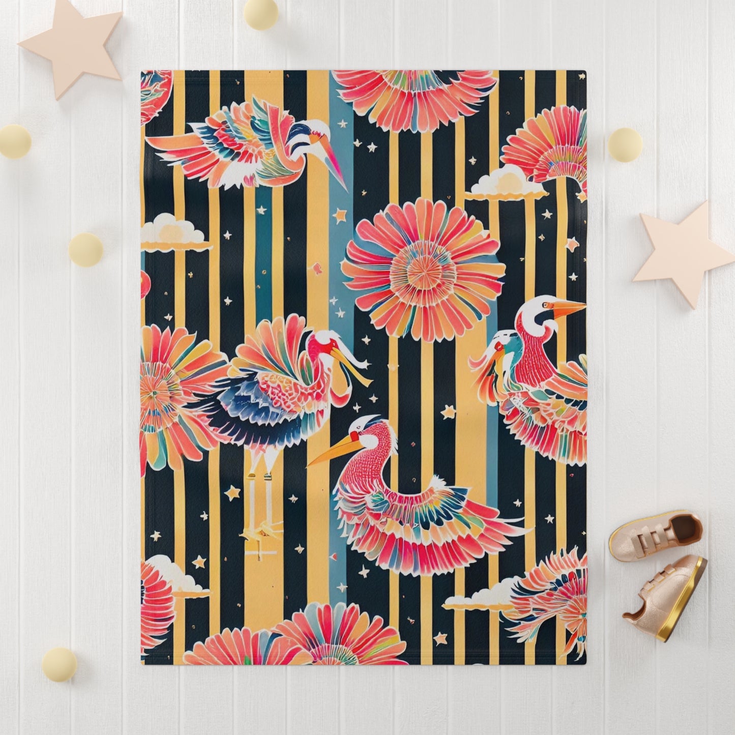 Starlight Pelican Personalized Fleece Baby Blanket