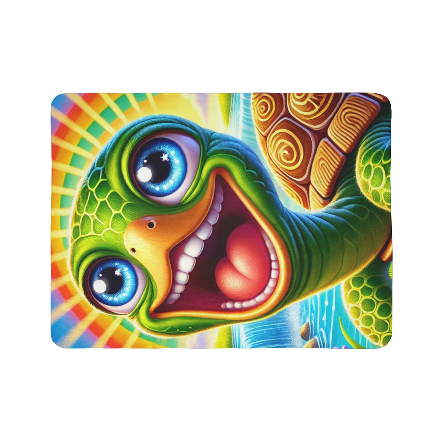 Happy Turtle Fleece Sherpa Blanket