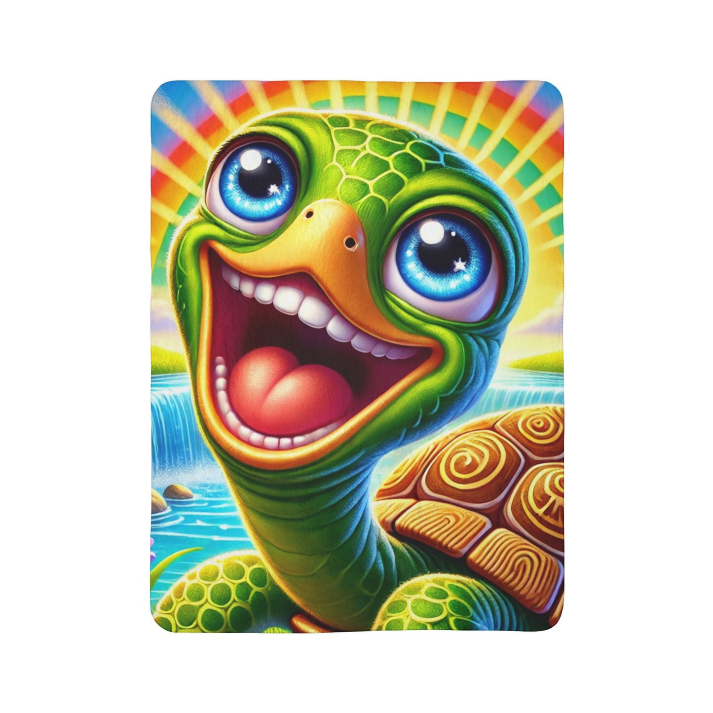 Happy Turtle Fleece Sherpa Blanket