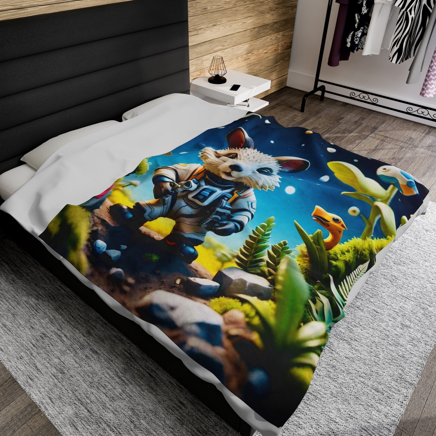 Space Cadet Velveteen Plush Blanket