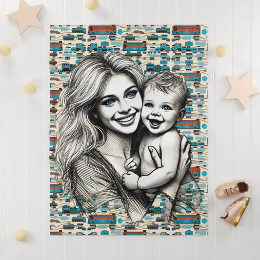 Blues& Trains Baby Blanket