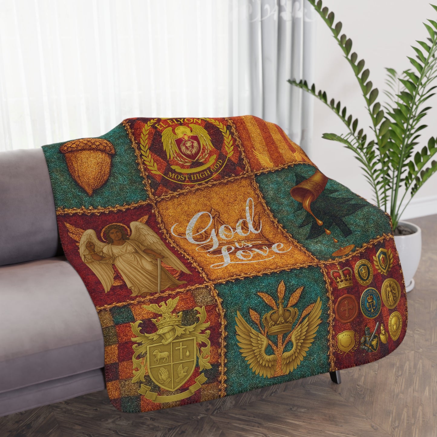 Goshen Bethel Cozy Tan Sherpa Blanket, Warm Fleece Throw, Spiritual Decor, Gifts for Faith Lovers, Meditation Blanket, Home Comfort