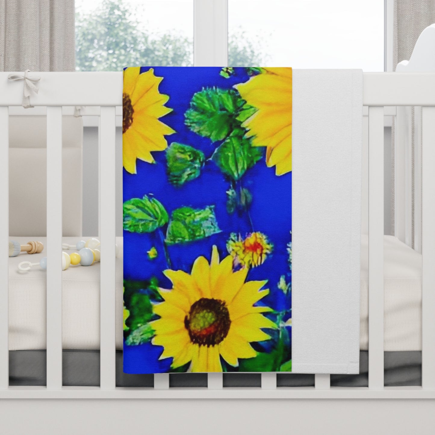 Soft Personalized Sunflower Baby Blanket