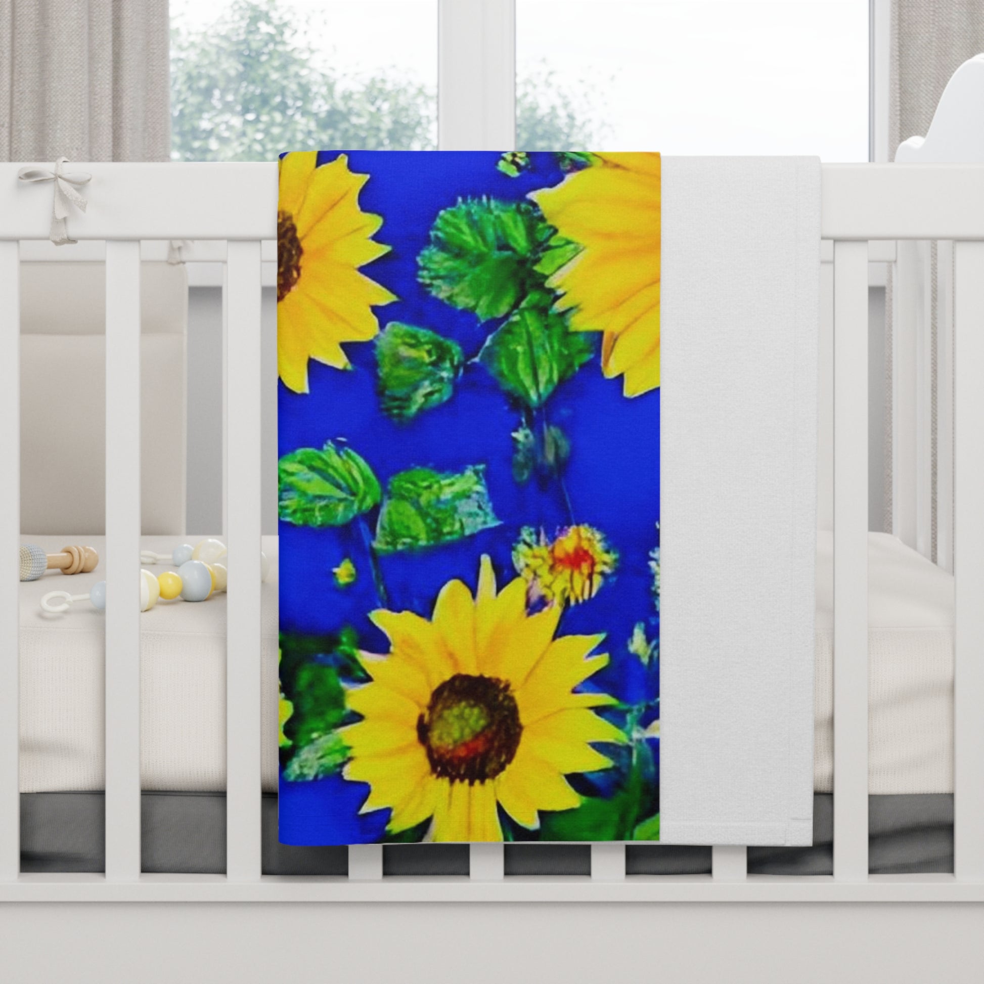 Soft Personalized Sunflower Baby Blanket
