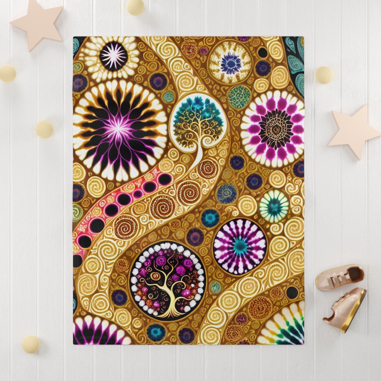Personalized Trees of Color Fleece Baby Blanket